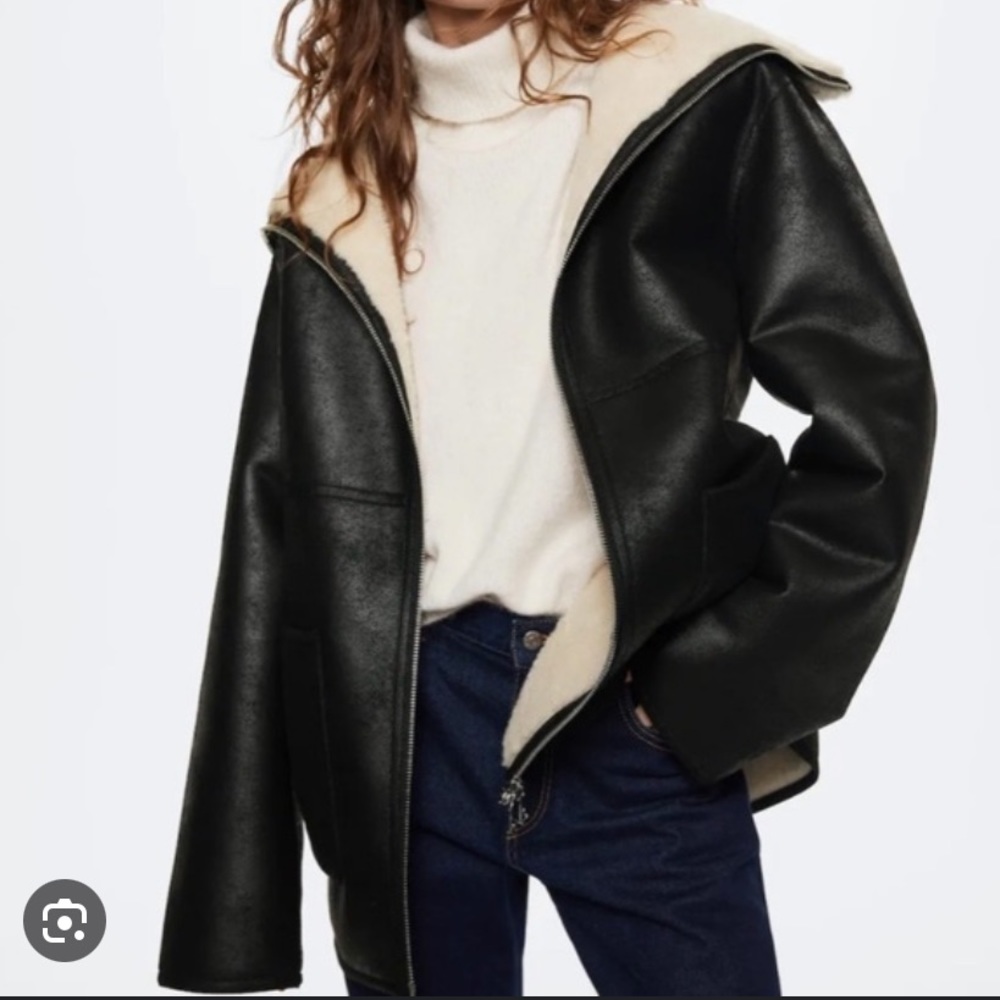 Mango Faux Shearling Lined Coat